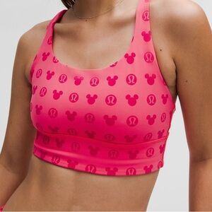 Pink Lululemon Energy Sports Bra with Mickey Mouse Pattern